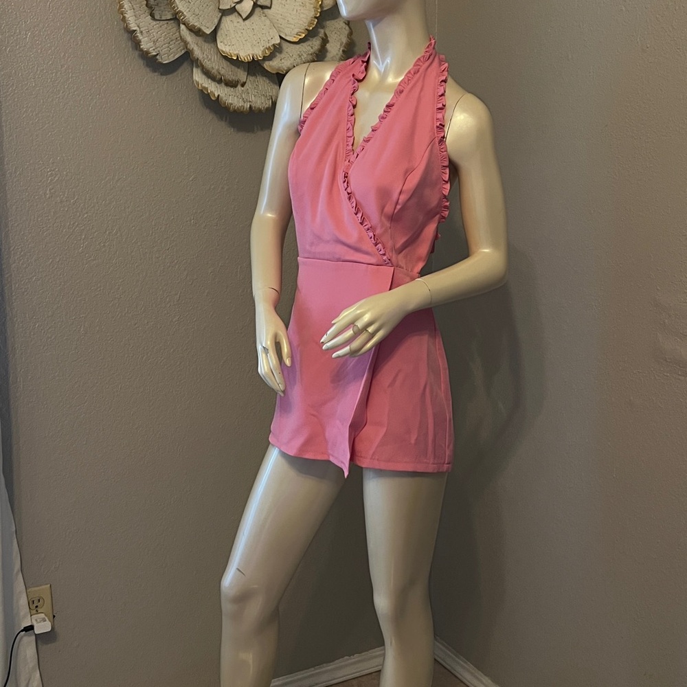 Pink Halter Neck Romper
